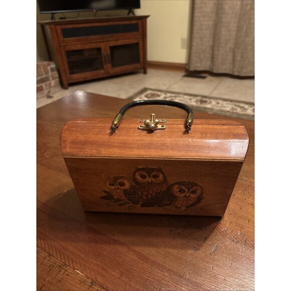 Unbranded Handbags - Vintage Wooden Owl Purse 1970’s With Handle